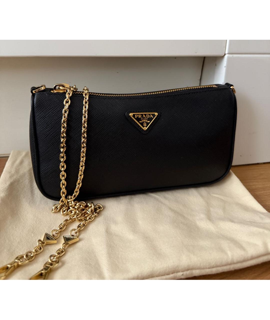 PRADA Черная кожаная сумка через плечо, фото 8