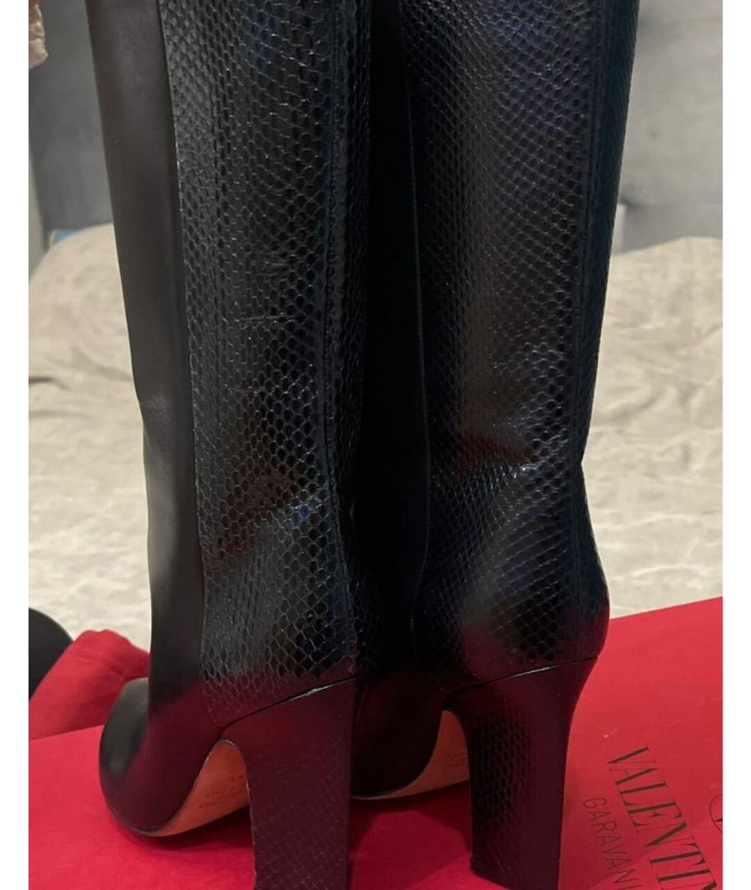 VALENTINO Черные кожаные сапоги, фото 4