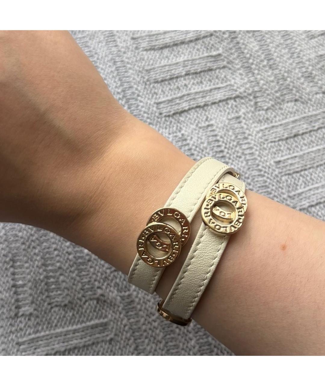BVLGARI Бежевый кожаный браслет, фото 8