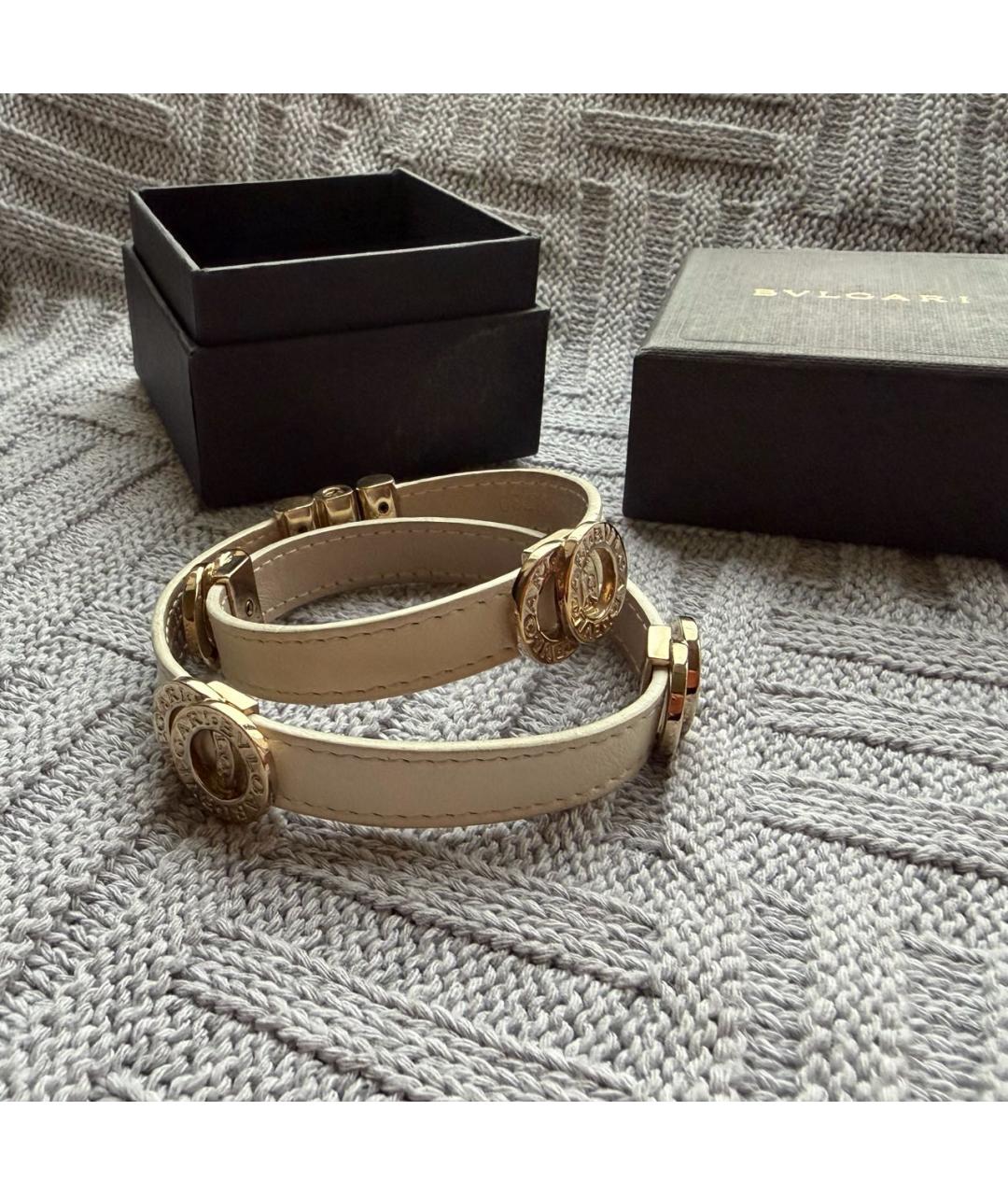 BVLGARI Бежевый кожаный браслет, фото 9