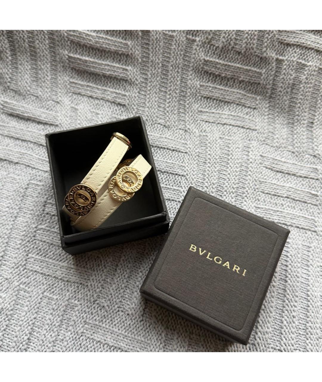 BVLGARI Бежевый кожаный браслет, фото 2