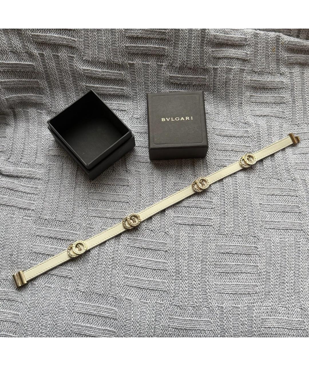 BVLGARI Бежевый кожаный браслет, фото 3