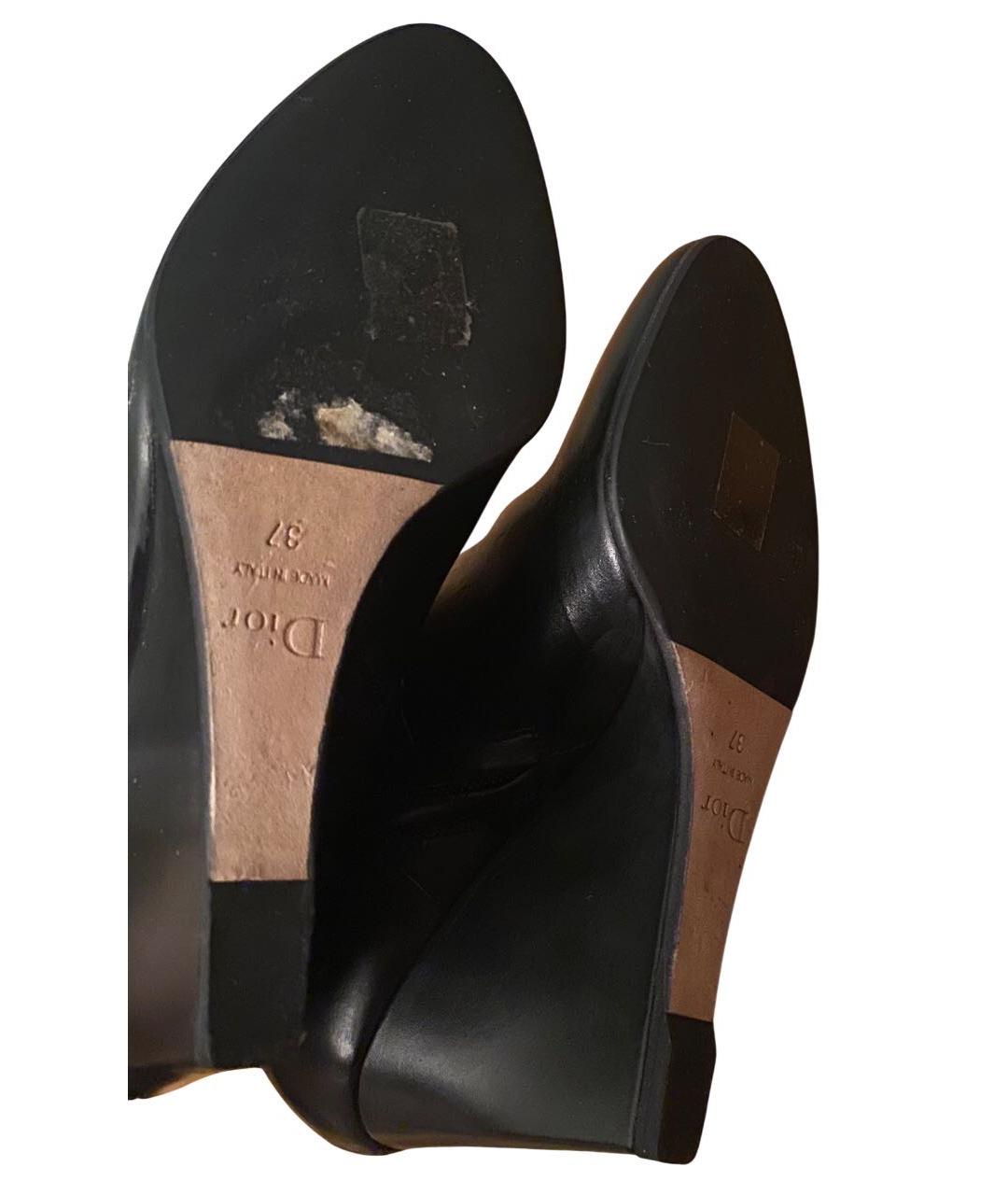 CHRISTIAN DIOR Черные кожаные ботильоны, фото 8