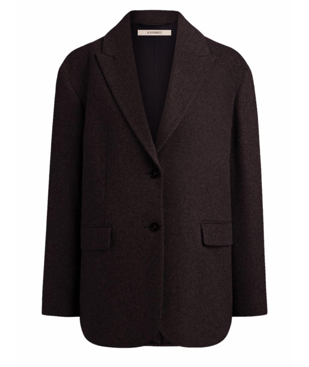 12 STOREEZ Коричневый шерстяной жакет/пиджак, фото 1