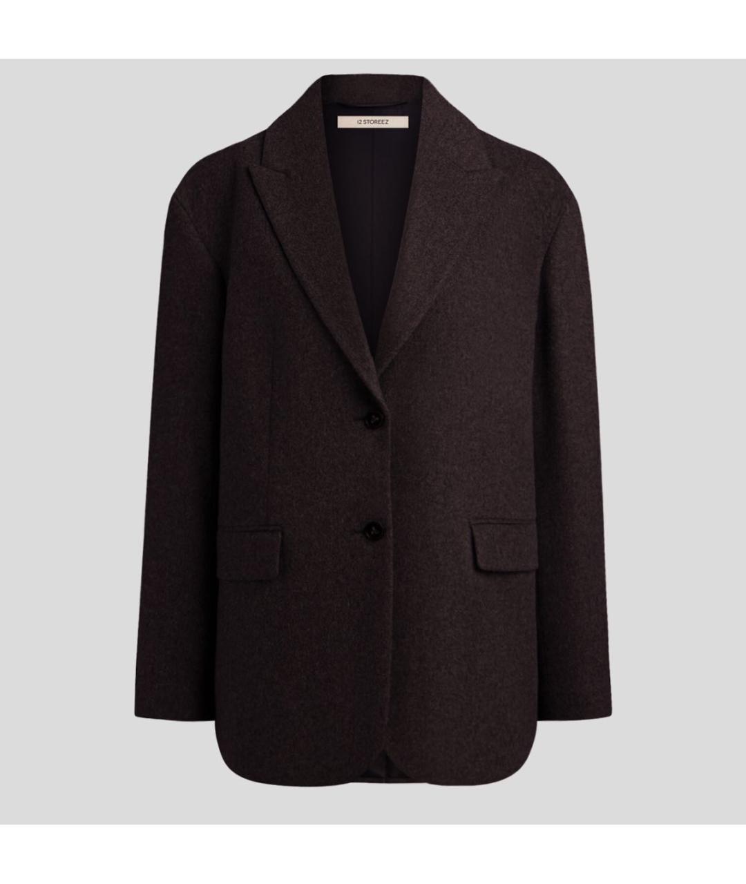 12 STOREEZ Коричневый шерстяной жакет/пиджак, фото 6