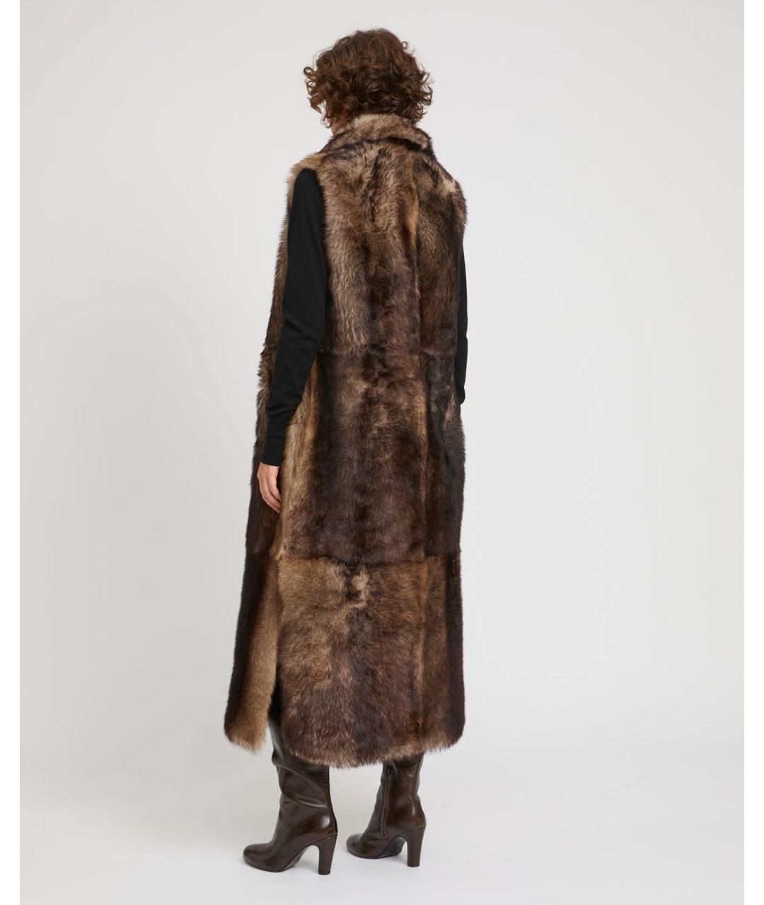 YVES SALOMON Коричневый меховой жилет, фото 5