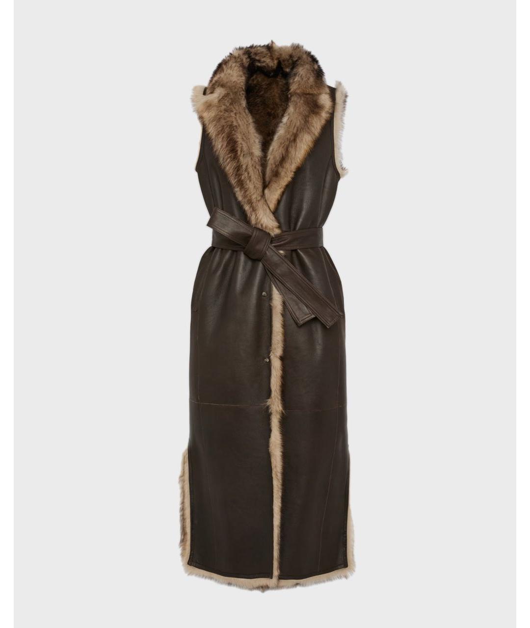 YVES SALOMON Коричневый меховой жилет, фото 2