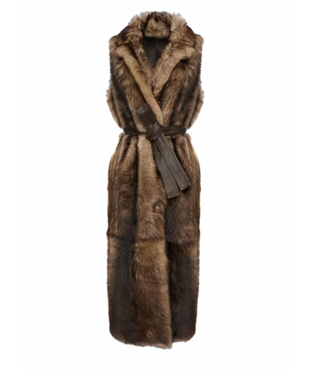 YVES SALOMON Коричневый меховой жилет, фото 1