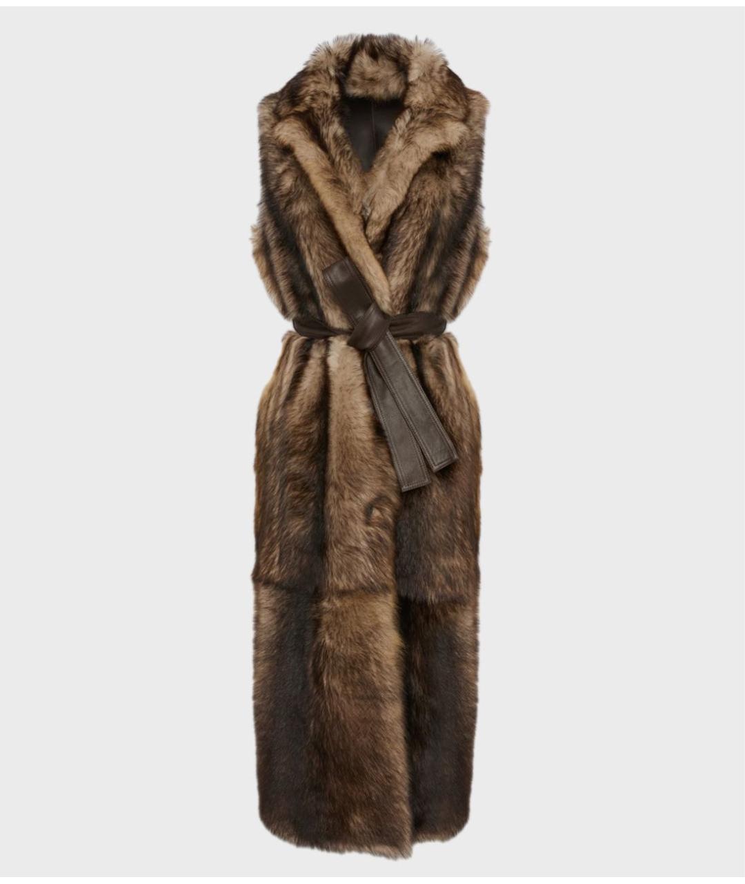 YVES SALOMON Коричневый меховой жилет, фото 6