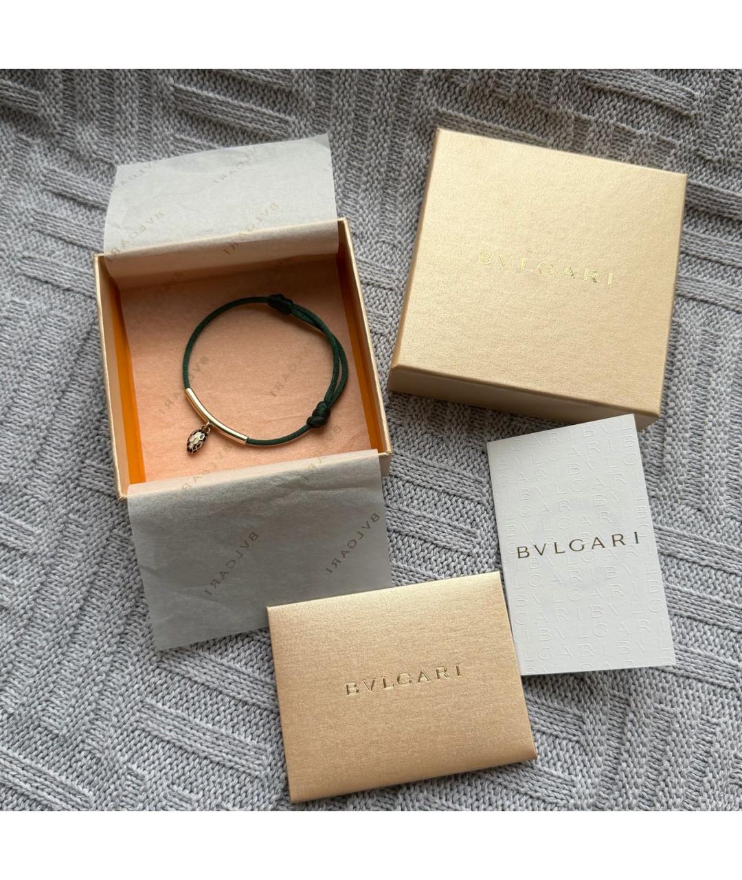 BVLGARI Зеленый кожаный браслет, фото 2