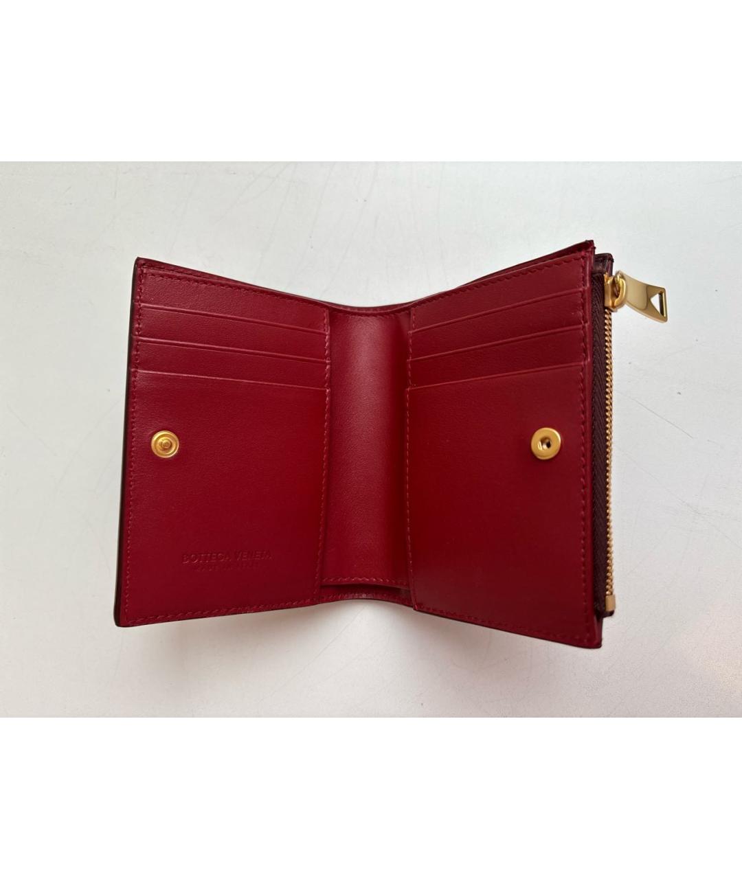 BOTTEGA VENETA Бордовый кожаный кошелек, фото 3