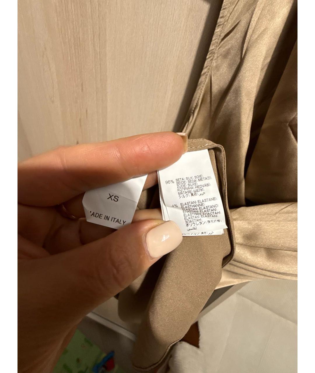 BRUNELLO CUCINELLI Золотая шелковая блузы, фото 4