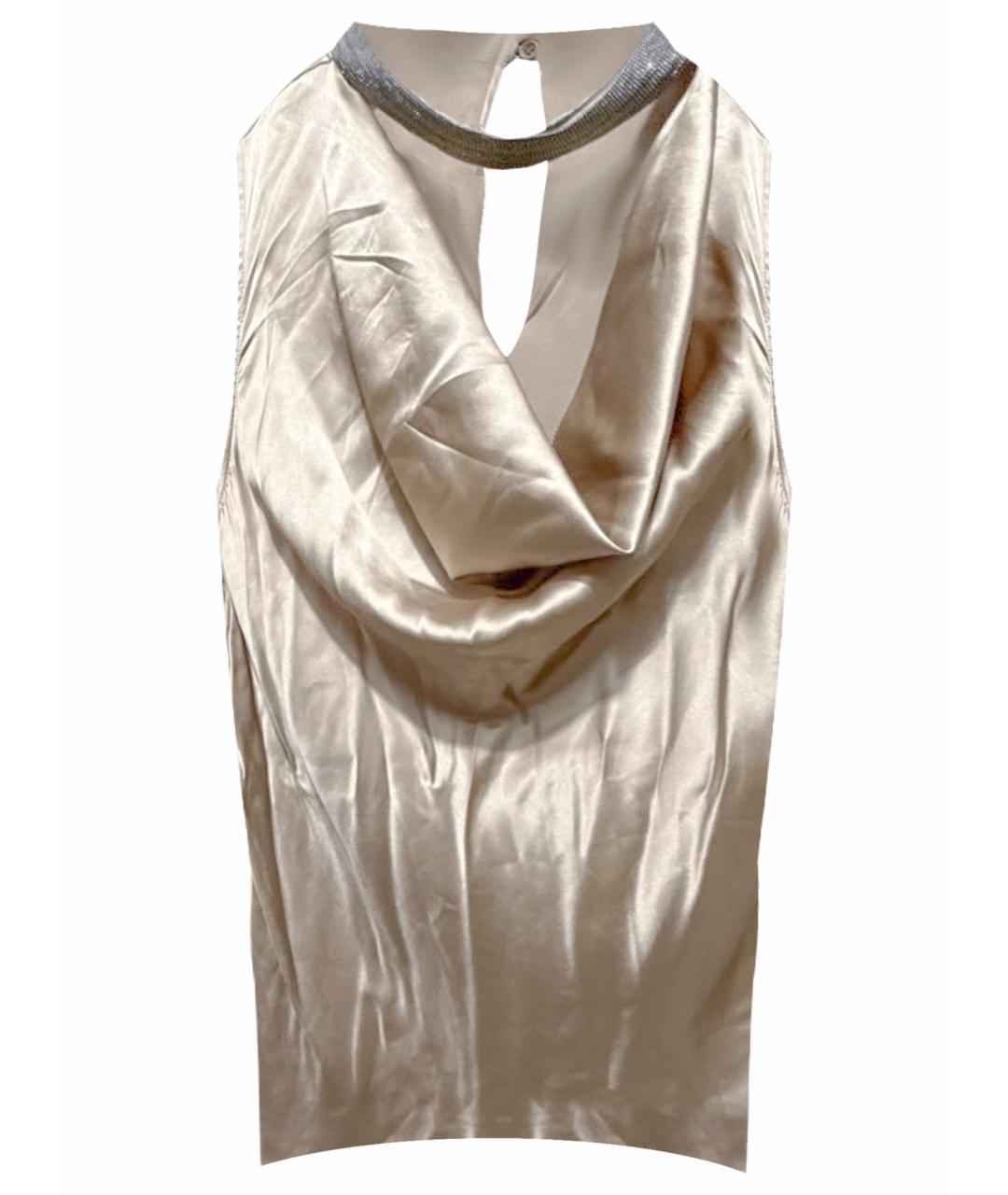 BRUNELLO CUCINELLI Золотая шелковая блузы, фото 1