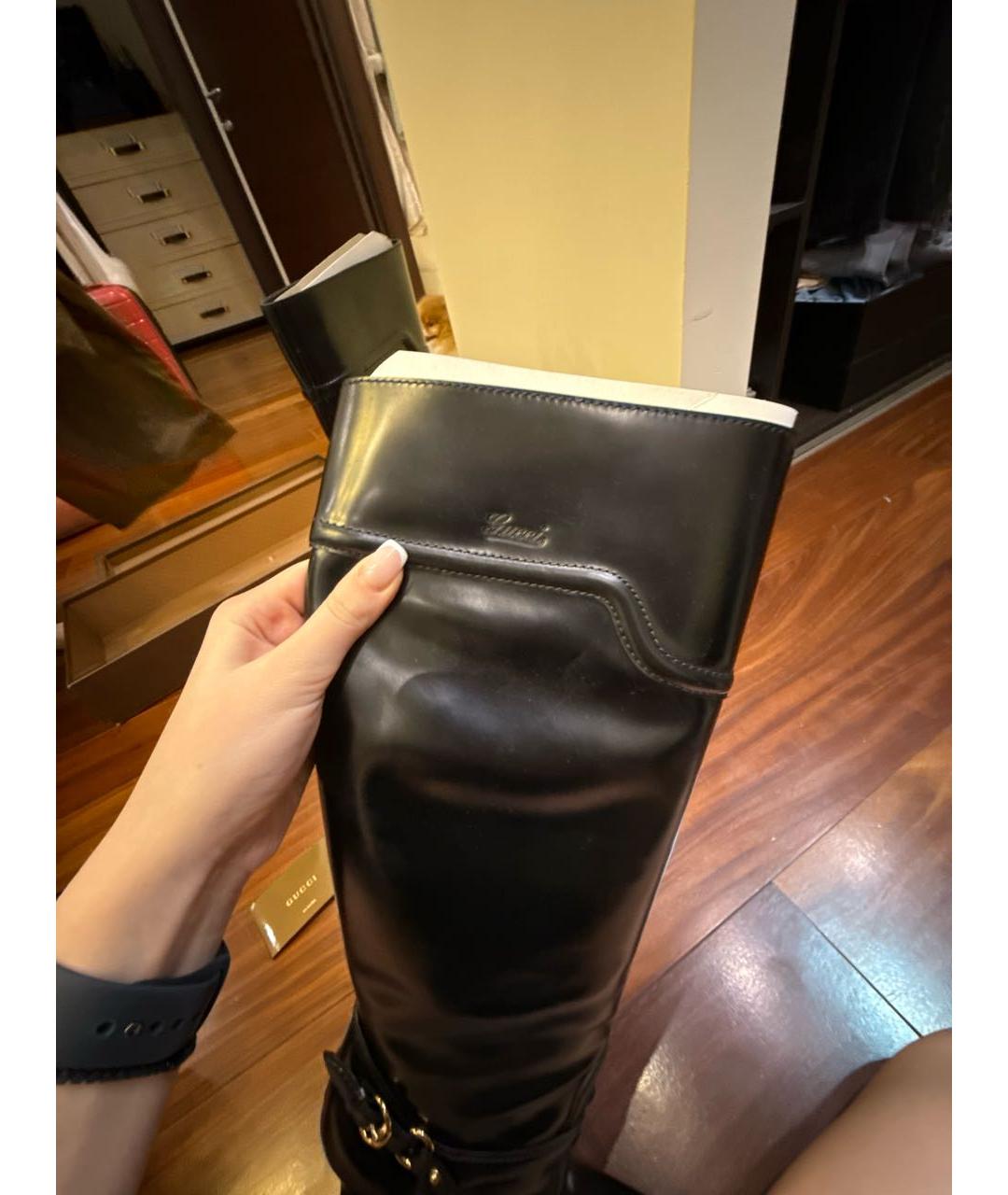 GUCCI Черные кожаные ботинки, фото 5