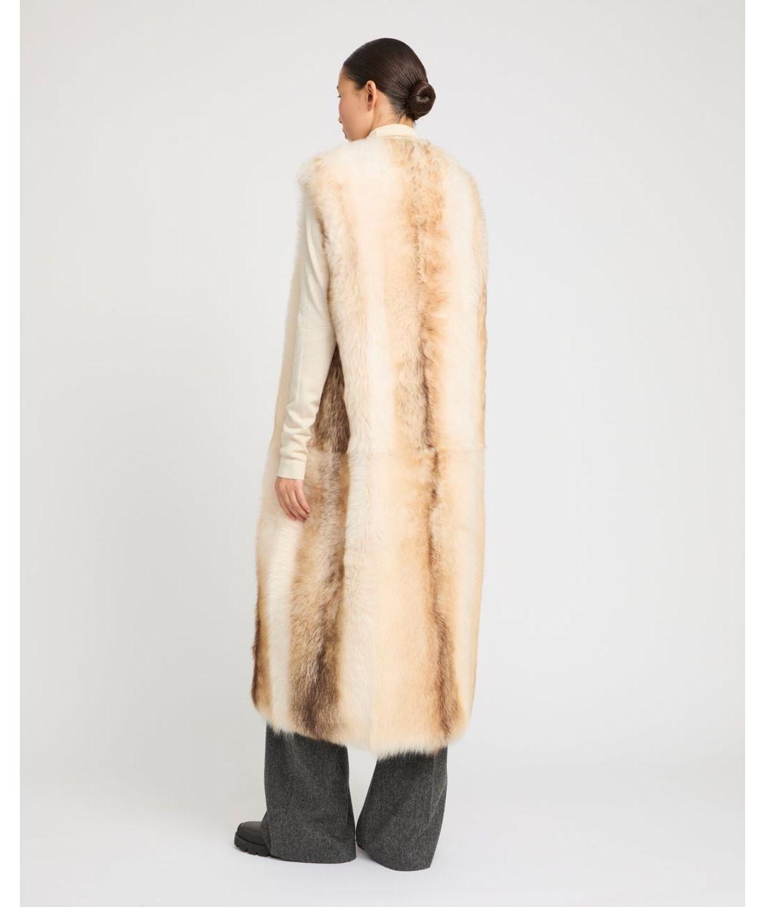 YVES SALOMON Бежевый меховой жилет, фото 6