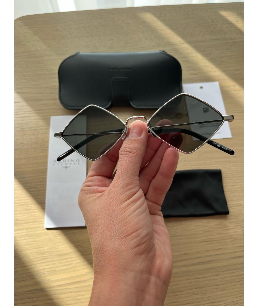 SAINT LAURENT Черные металлические солнцезащитные очки, фото 3