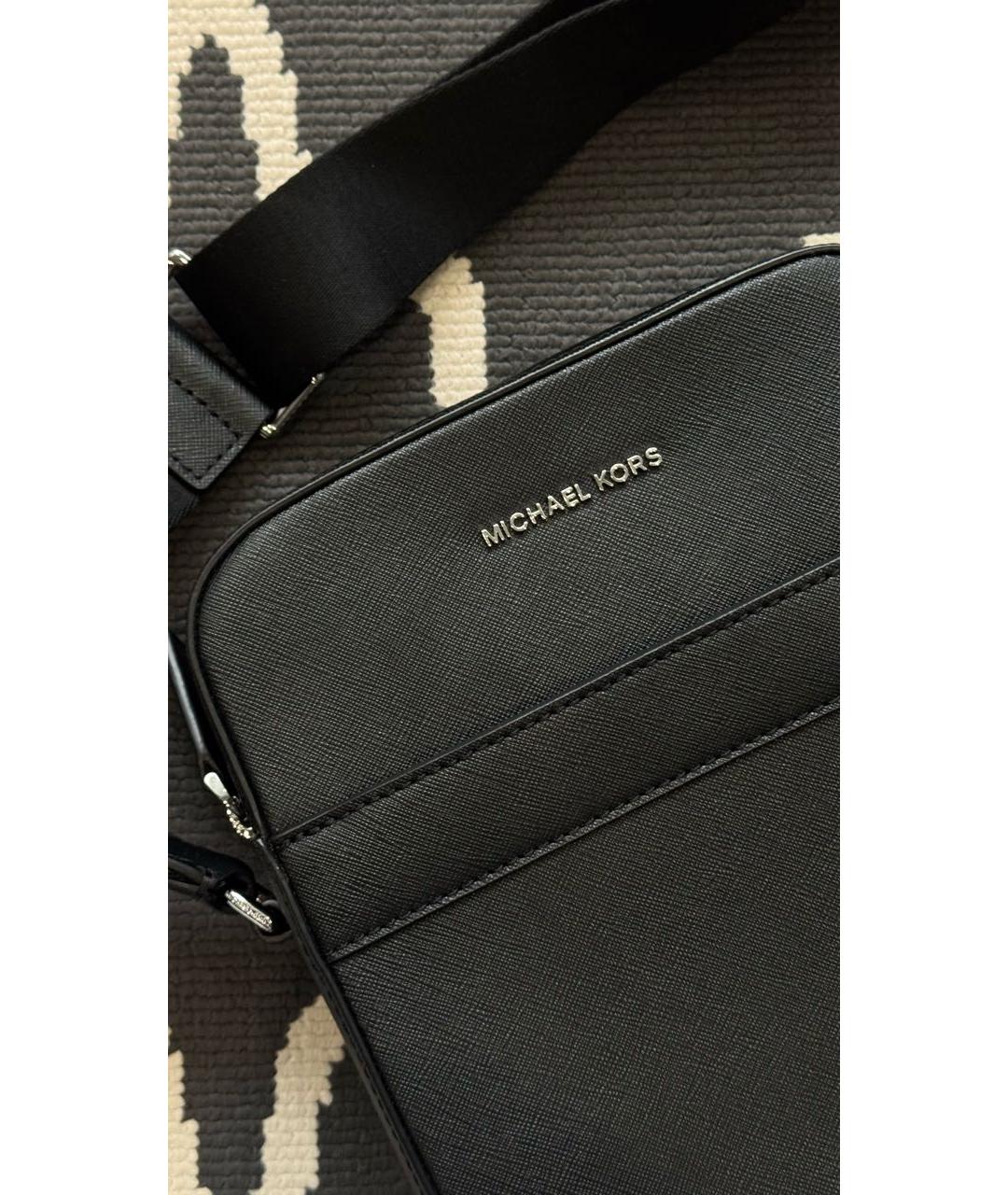 MICHAEL KORS Черная кожаная сумка на плечо, фото 8