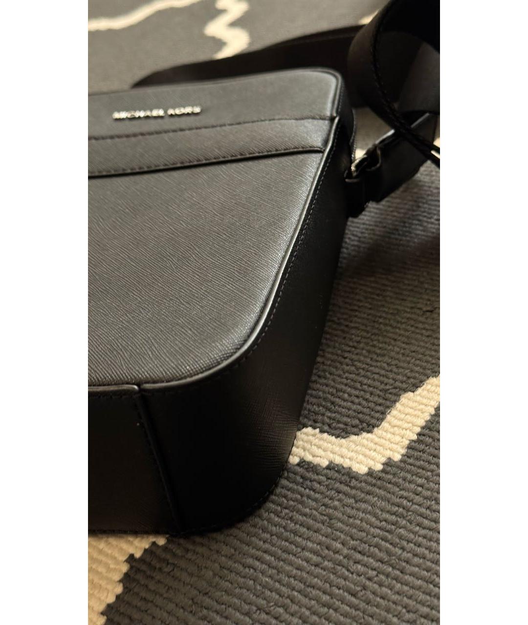 MICHAEL KORS Черная кожаная сумка на плечо, фото 2