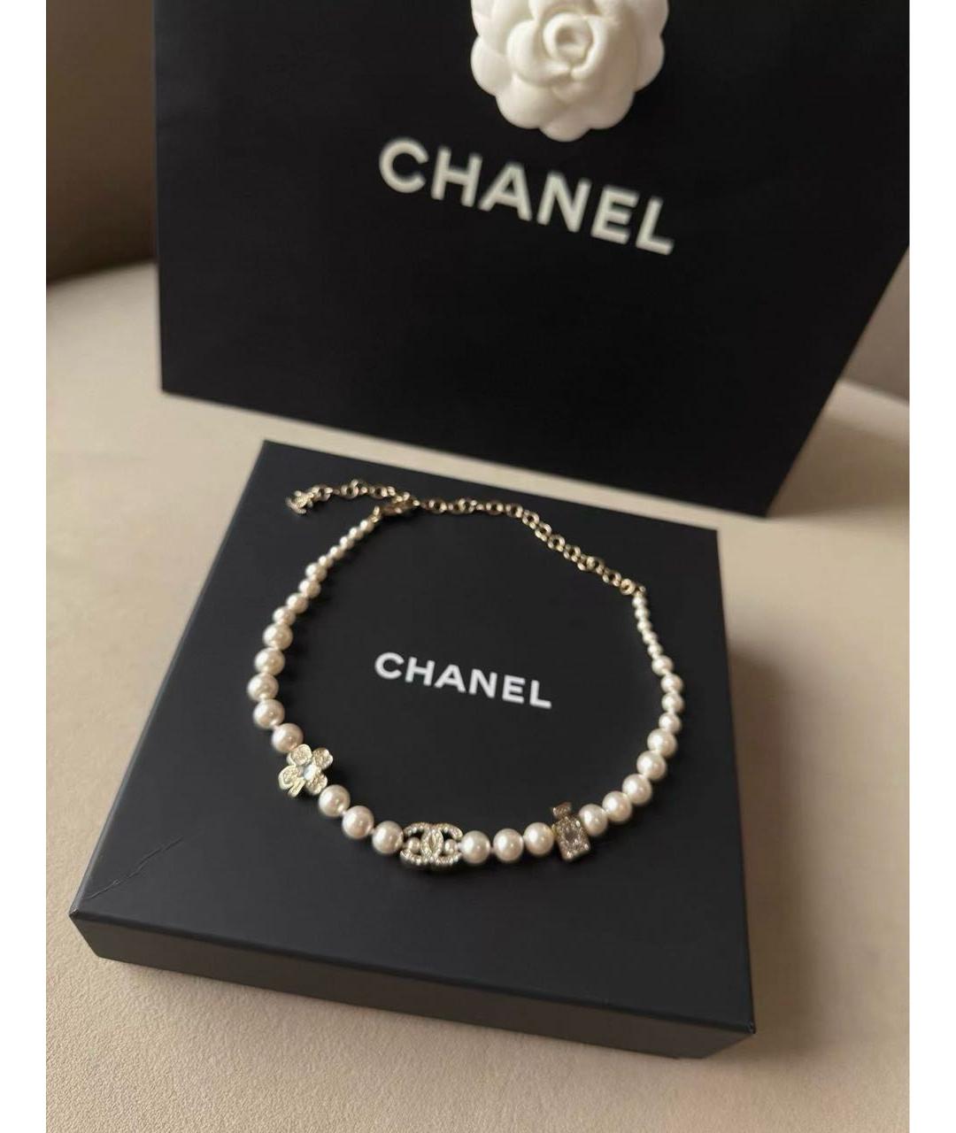 CHANEL Белый чокер, фото 4