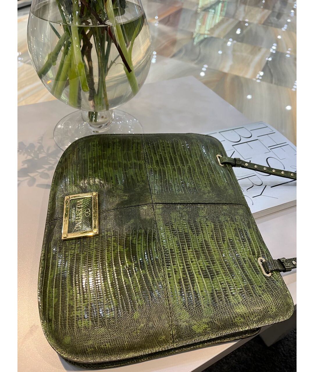 VALENTINO Зеленая сумка тоут из экзотической кожи, фото 2