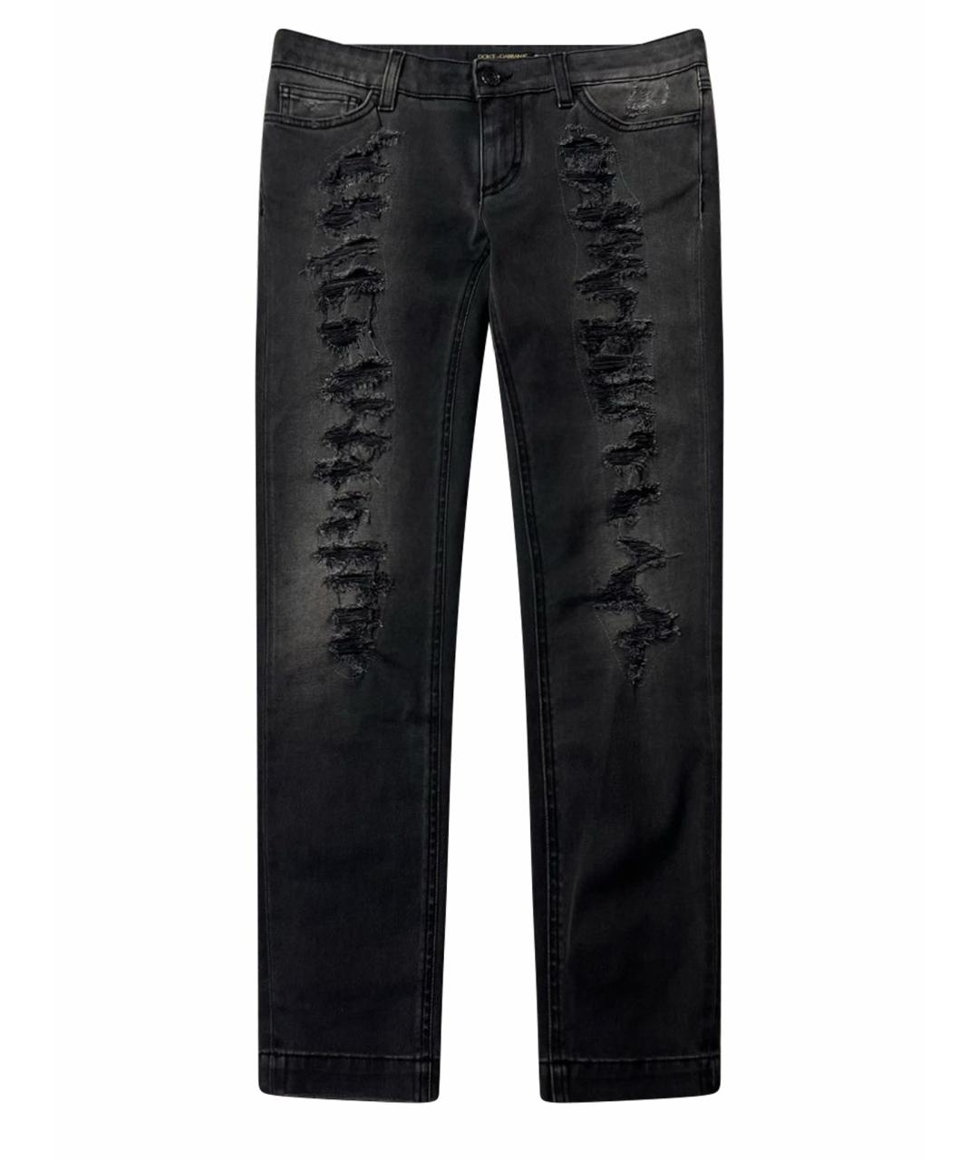 DOLCE&GABBANA Антрацитовые хлопко-эластановые джинсы слим, фото 1