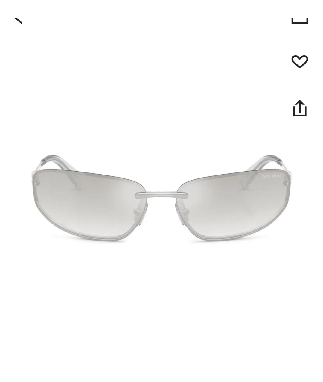MIU MIU Серебряные металлические солнцезащитные очки, фото 2