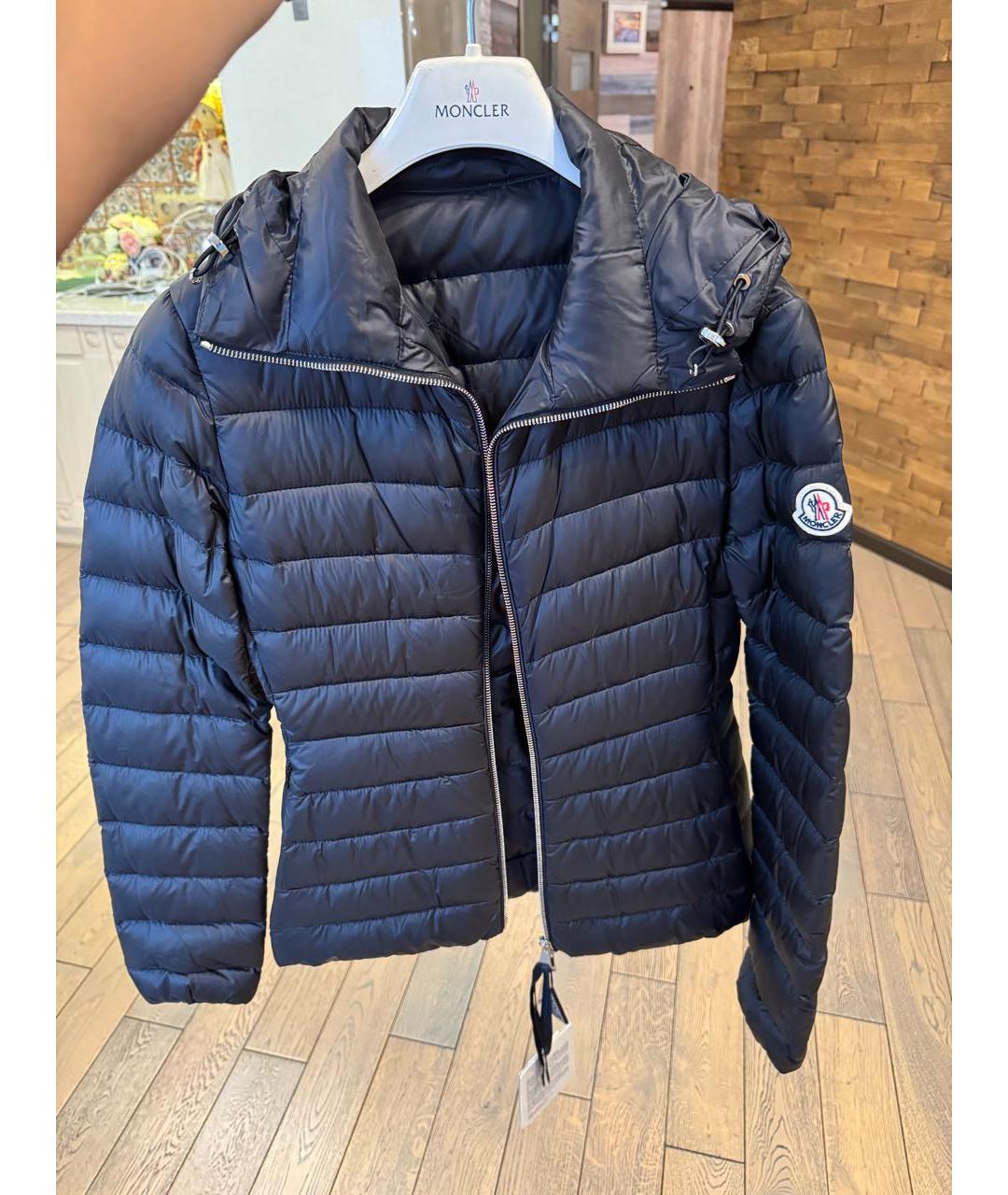 MONCLER Черный полиэстеровый пуховик, фото 9