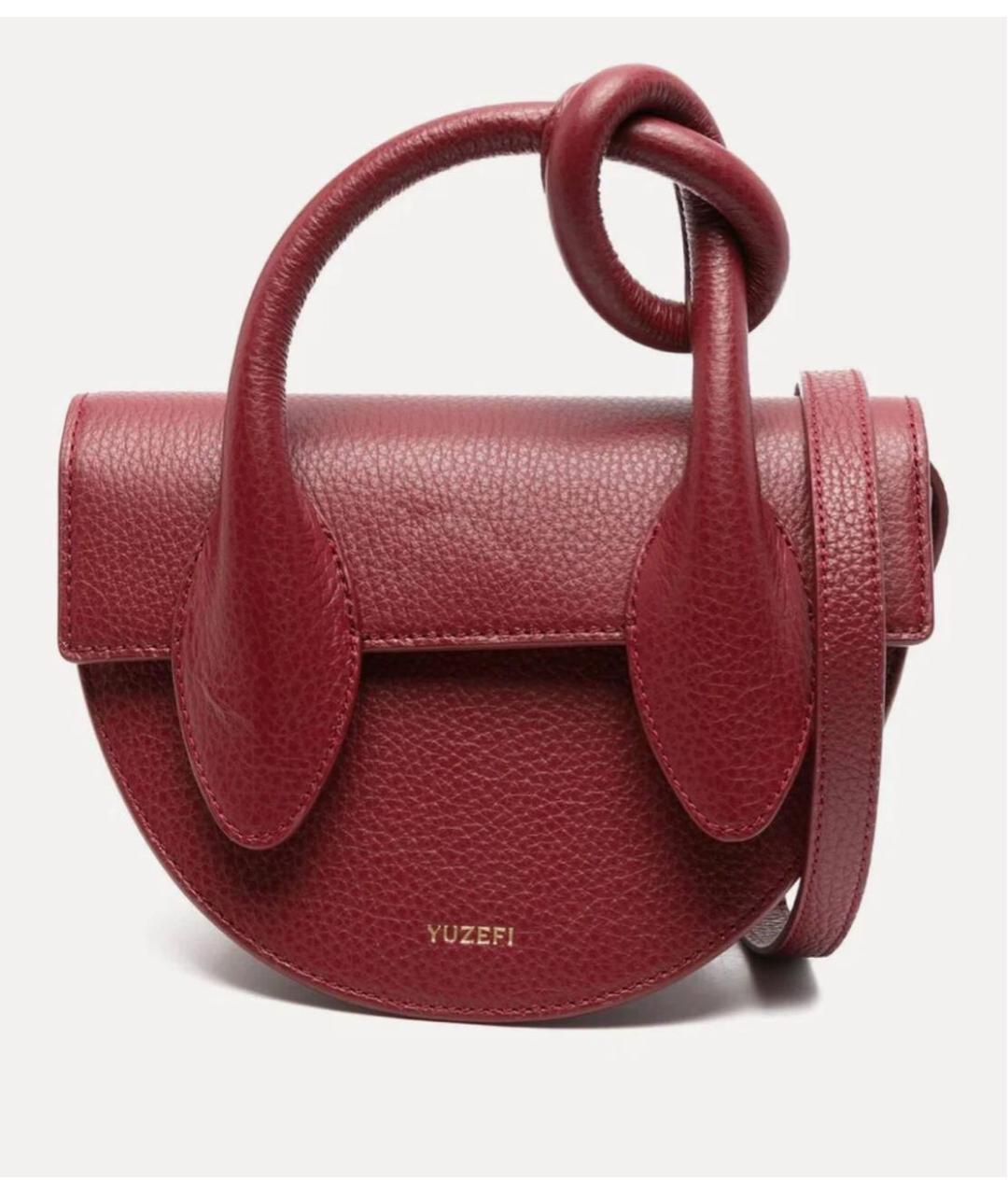 YUZEFI Бордовая кожаная сумка через плечо, фото 6