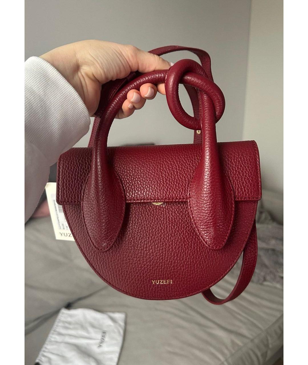 YUZEFI Бордовая кожаная сумка через плечо, фото 3