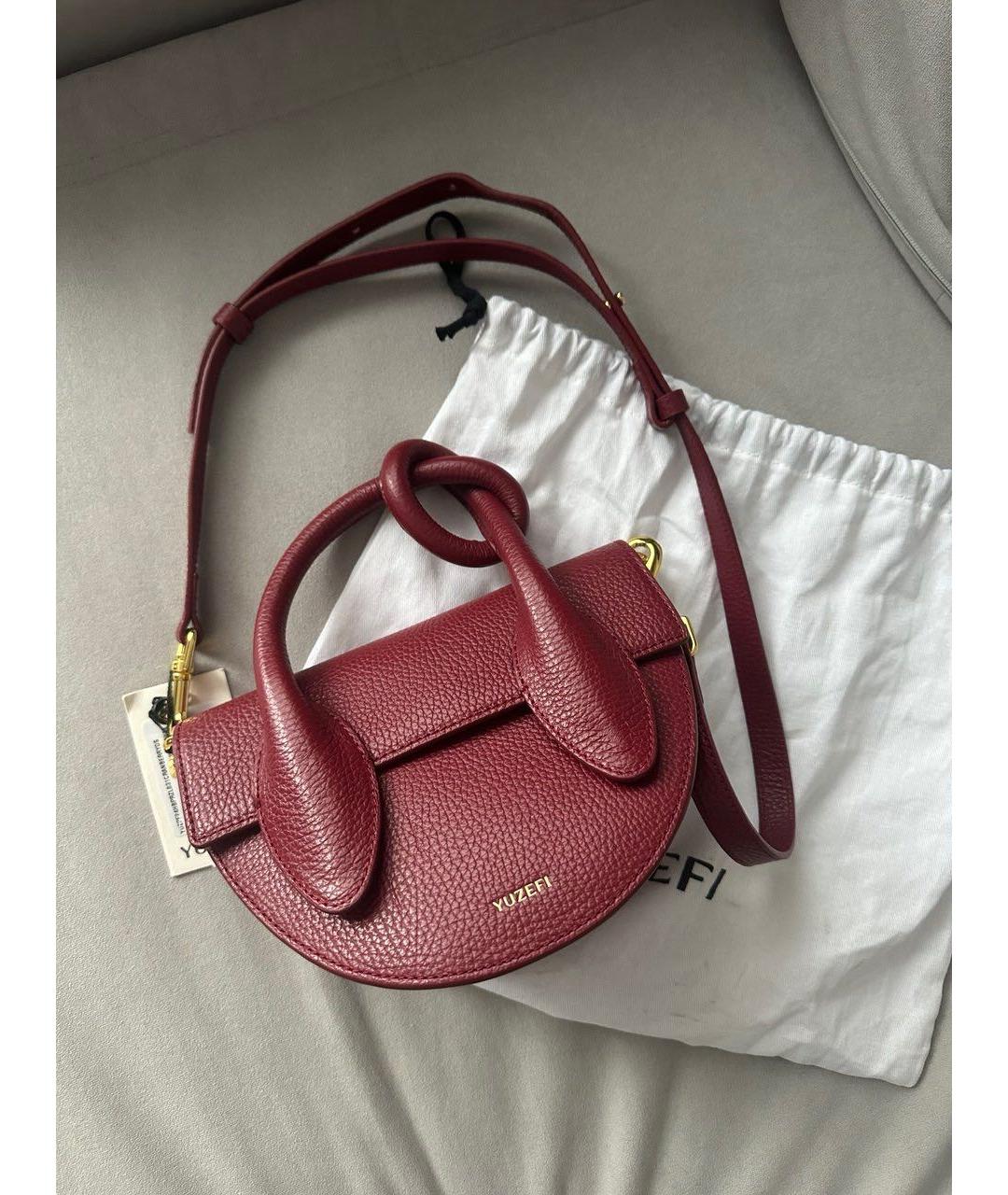 YUZEFI Бордовая кожаная сумка через плечо, фото 4