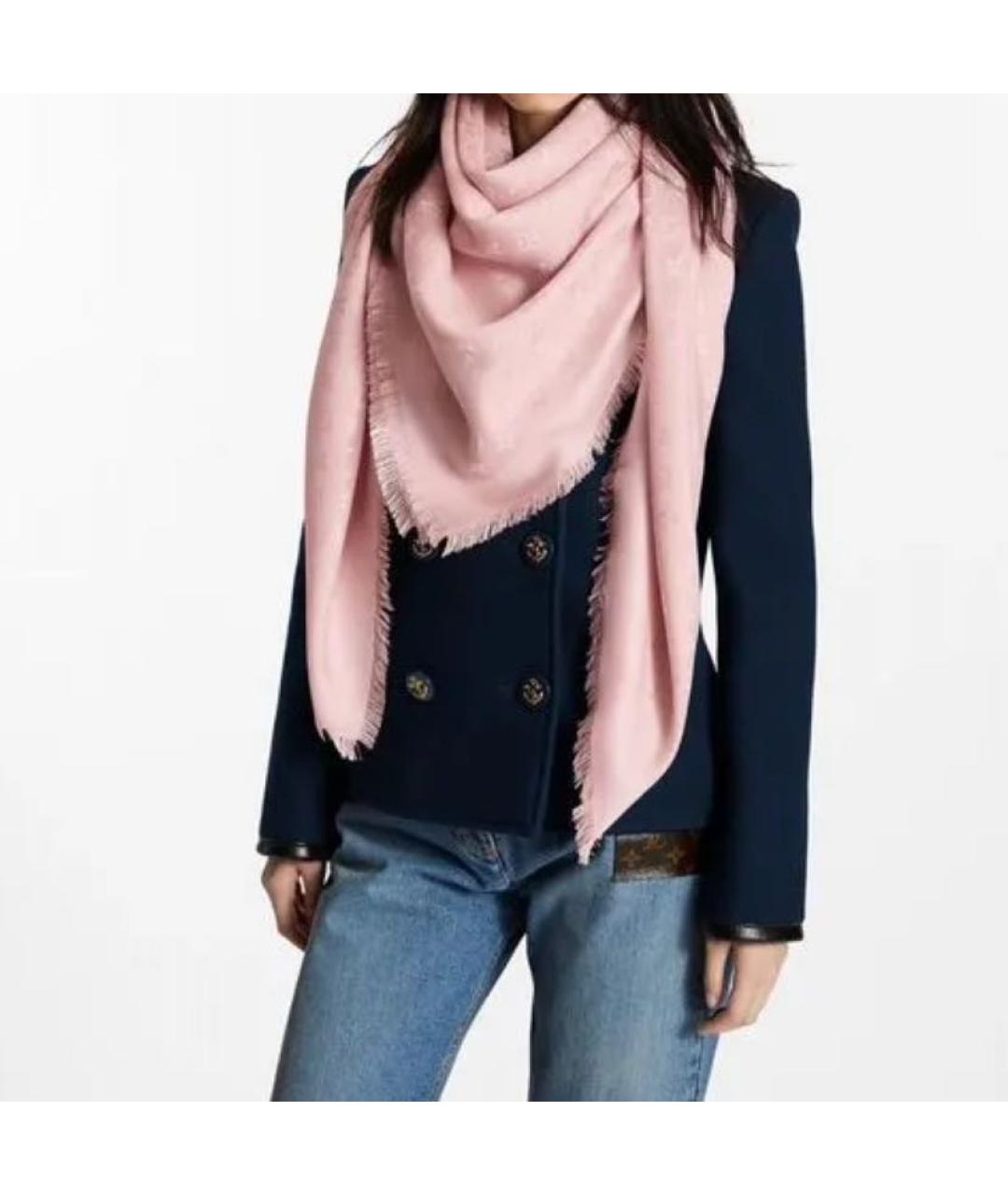 LOUIS VUITTON Розовый кашемировый шарф, фото 6