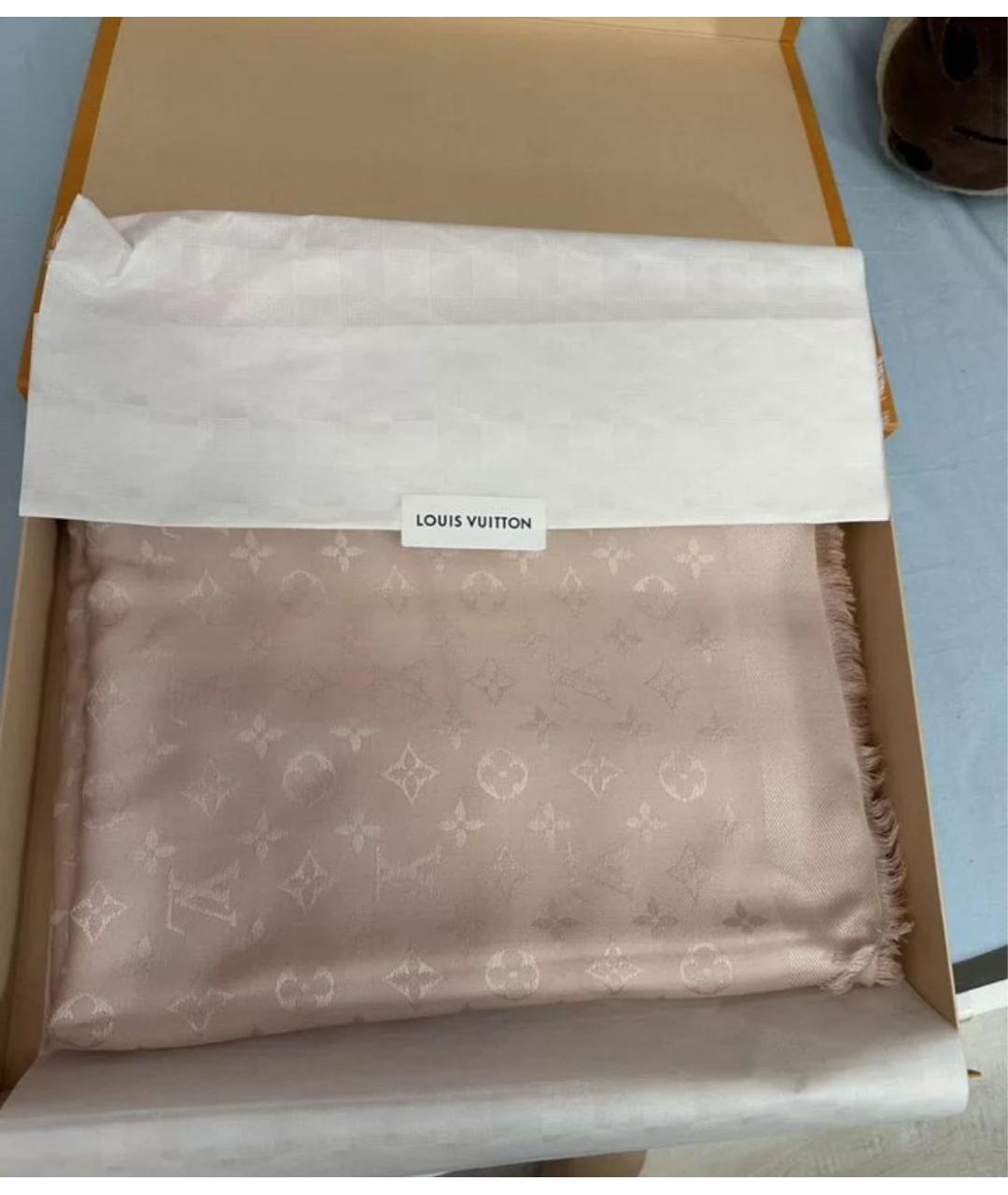 LOUIS VUITTON Розовый кашемировый шарф, фото 2