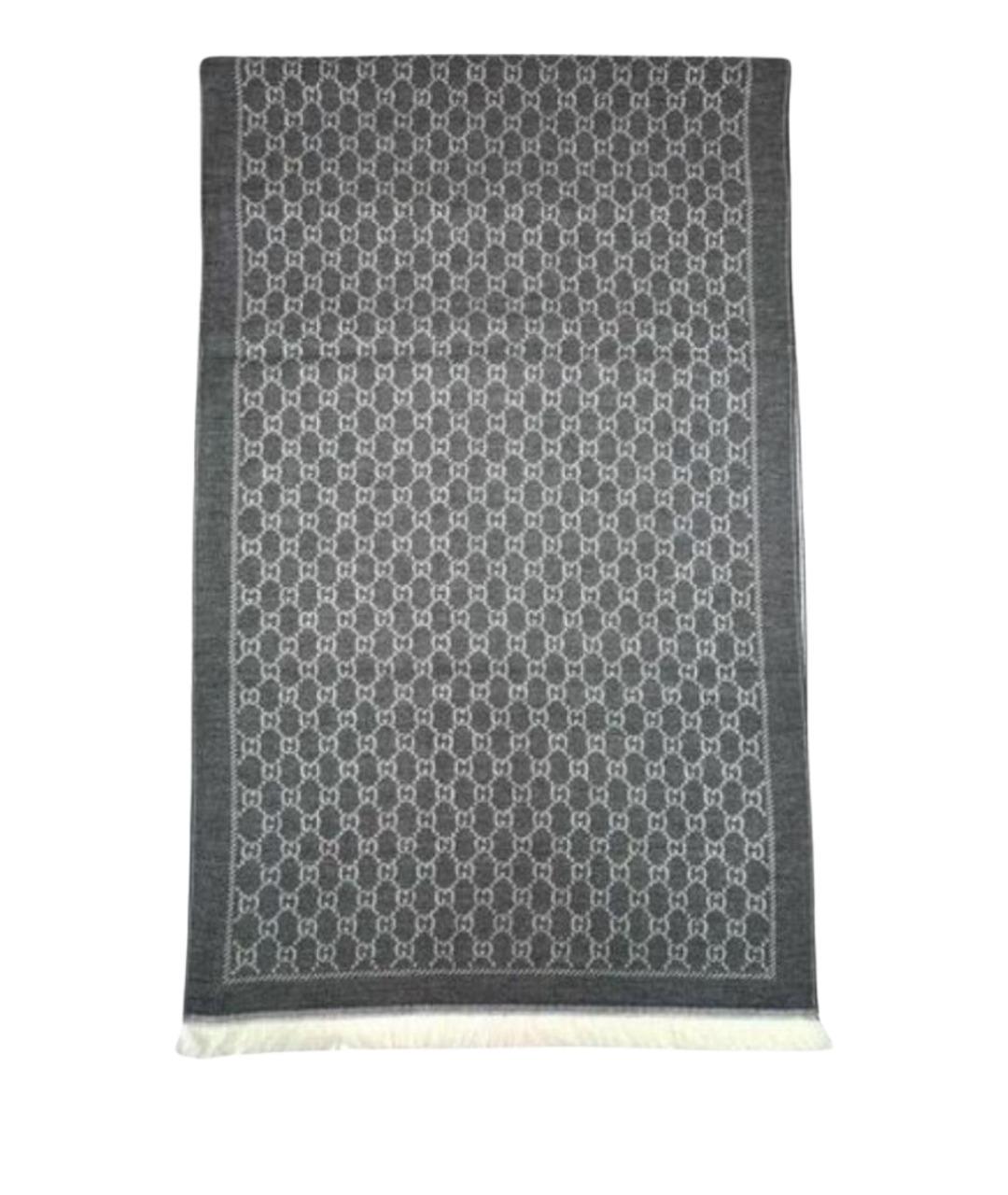 GUCCI Серый шерстяной шарф, фото 1
