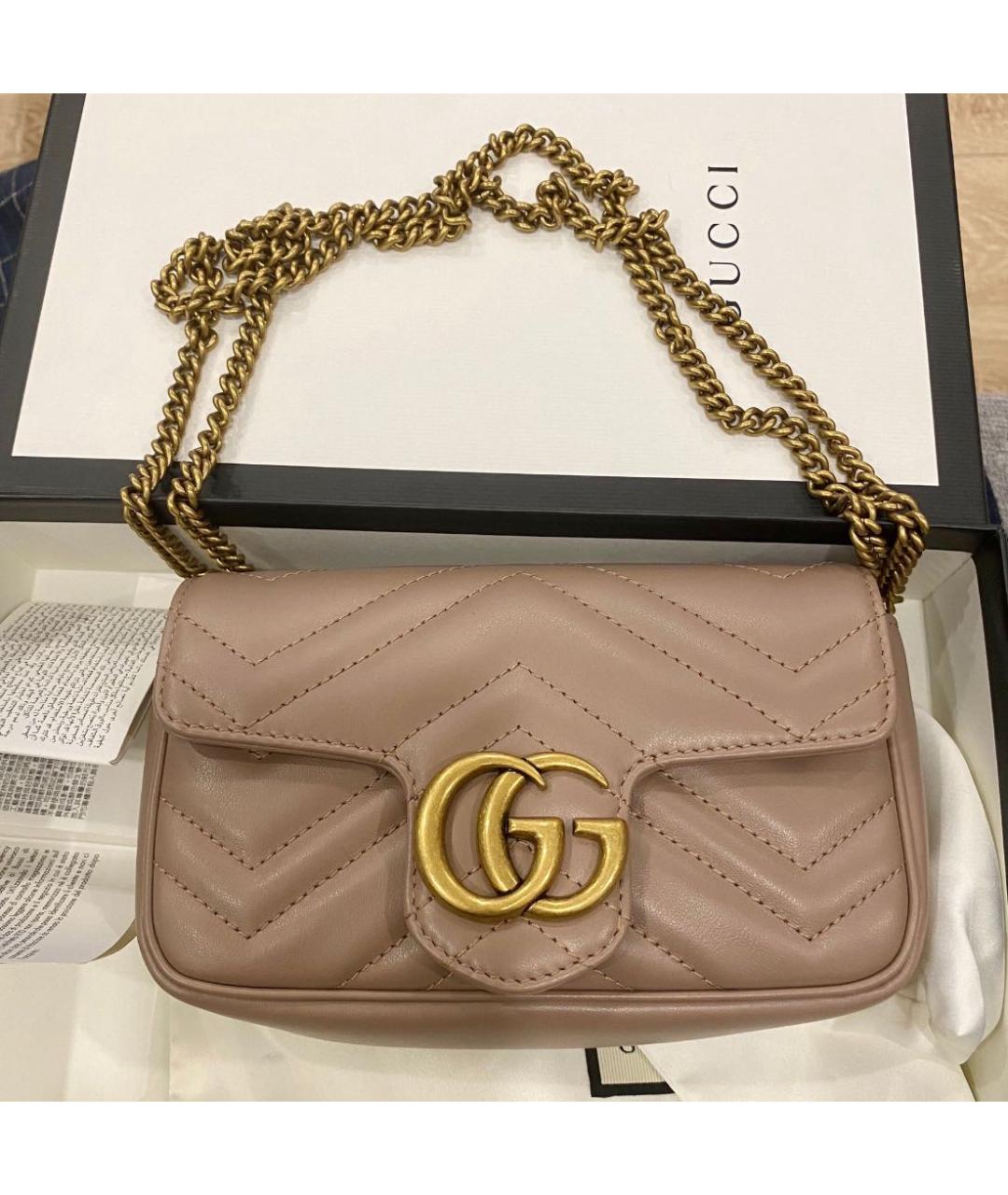 GUCCI Бежевая кожаная сумка через плечо, фото 2