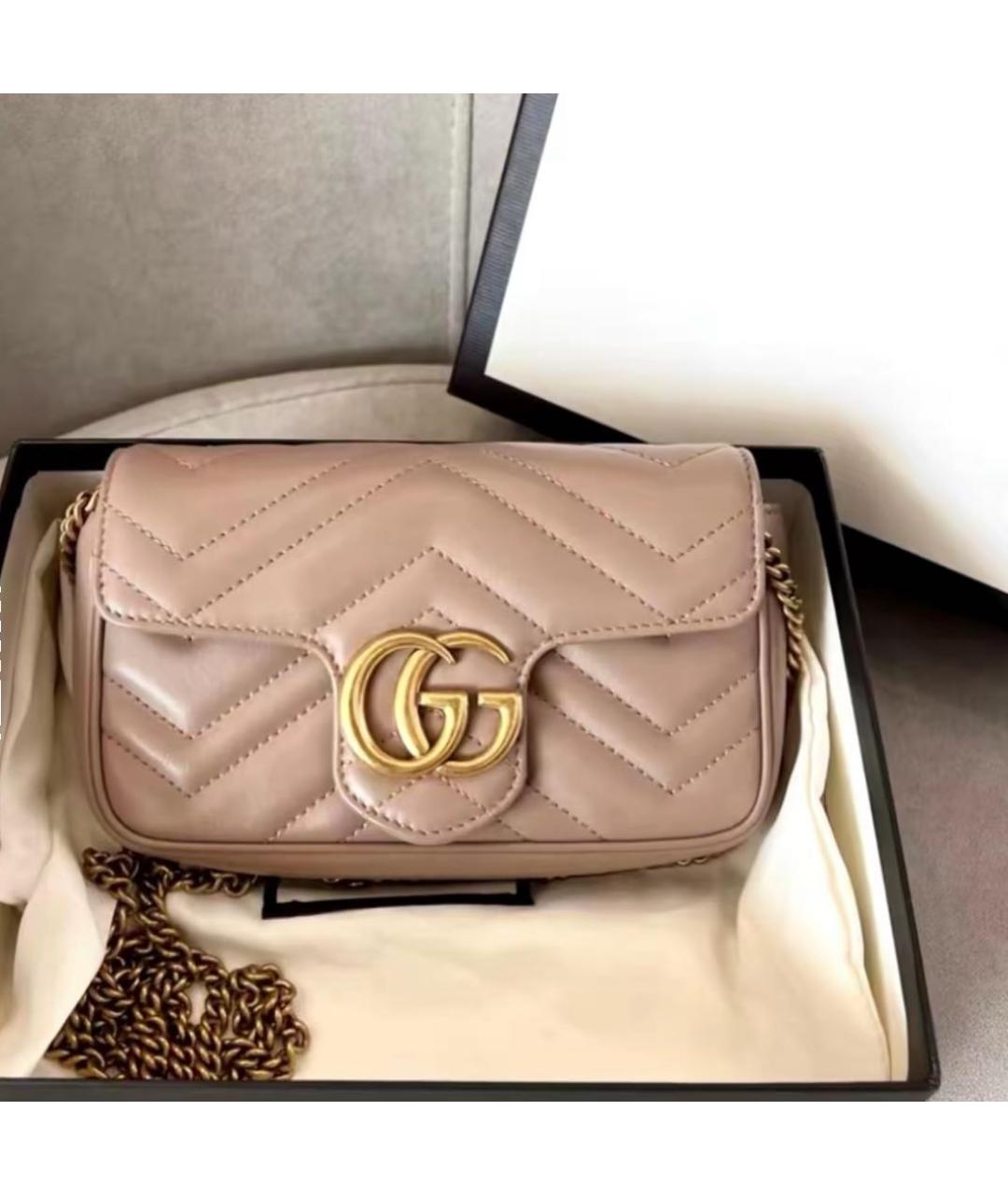 GUCCI Бежевая кожаная сумка через плечо, фото 3