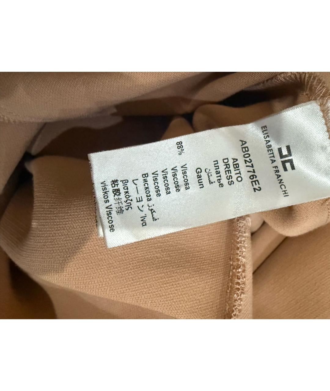 ELISABETTA FRANCHI Бежевое вискозное повседневное платье, фото 6