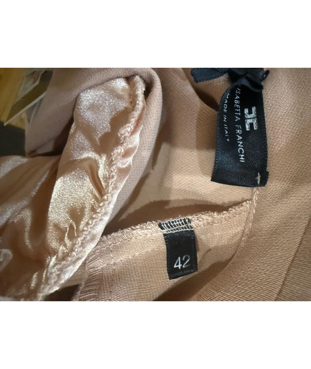 ELISABETTA FRANCHI Бежевое вискозное повседневное платье, фото 3