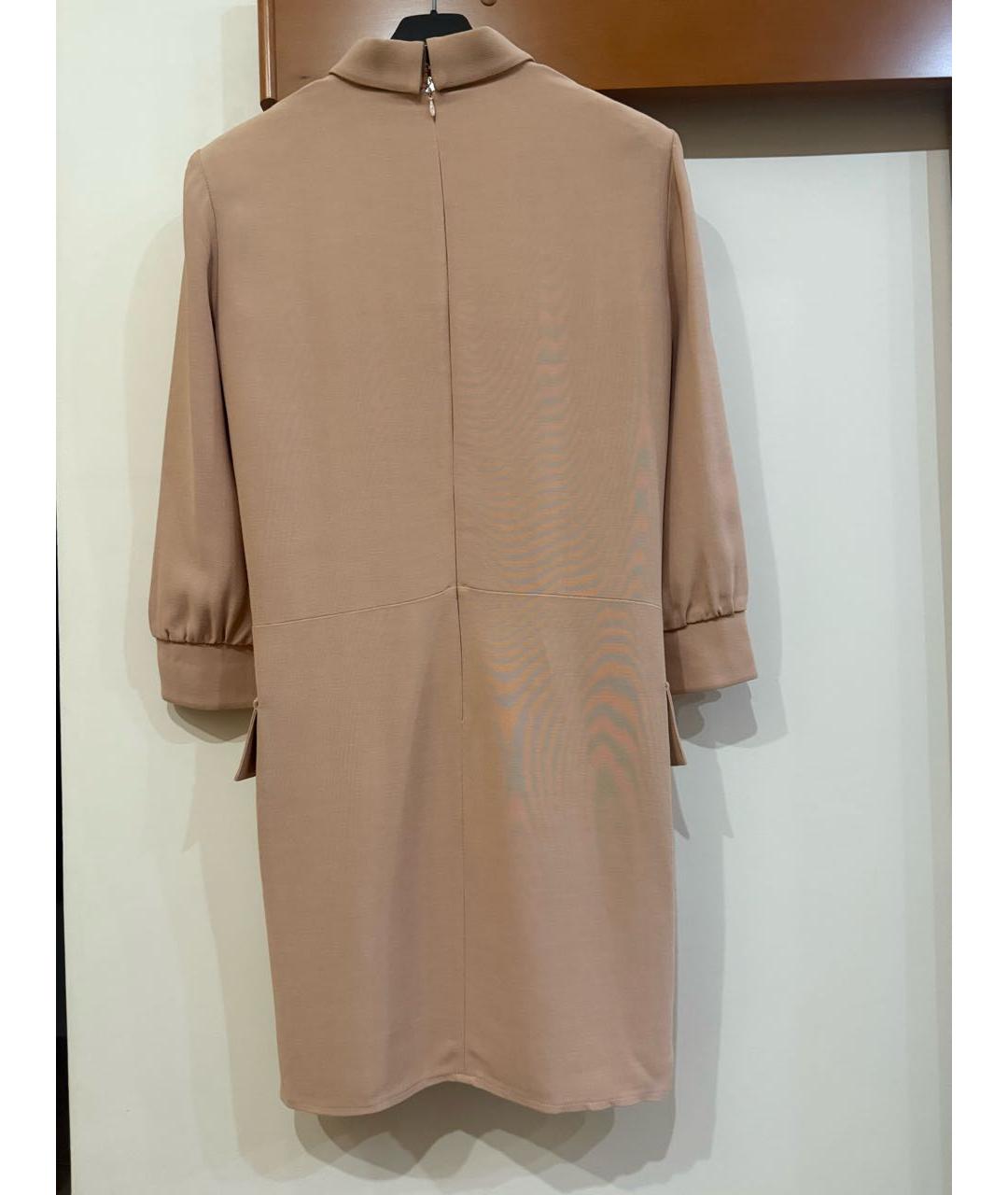 ELISABETTA FRANCHI Бежевое вискозное повседневное платье, фото 2