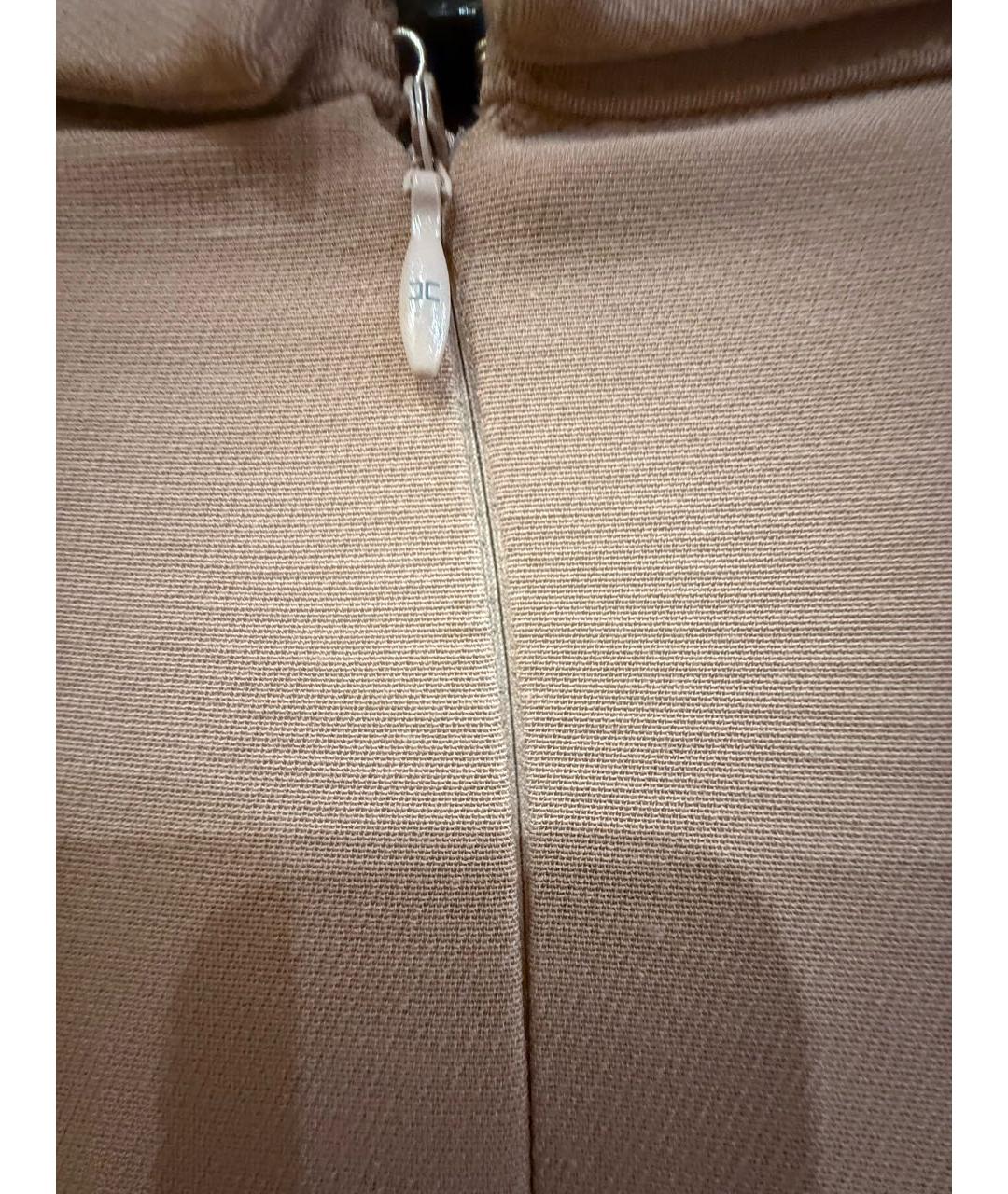 ELISABETTA FRANCHI Бежевое вискозное повседневное платье, фото 5