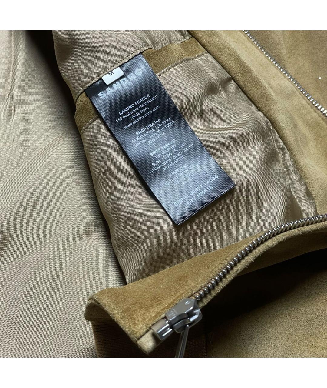 SANDRO Горчичная замшевая куртка, фото 7