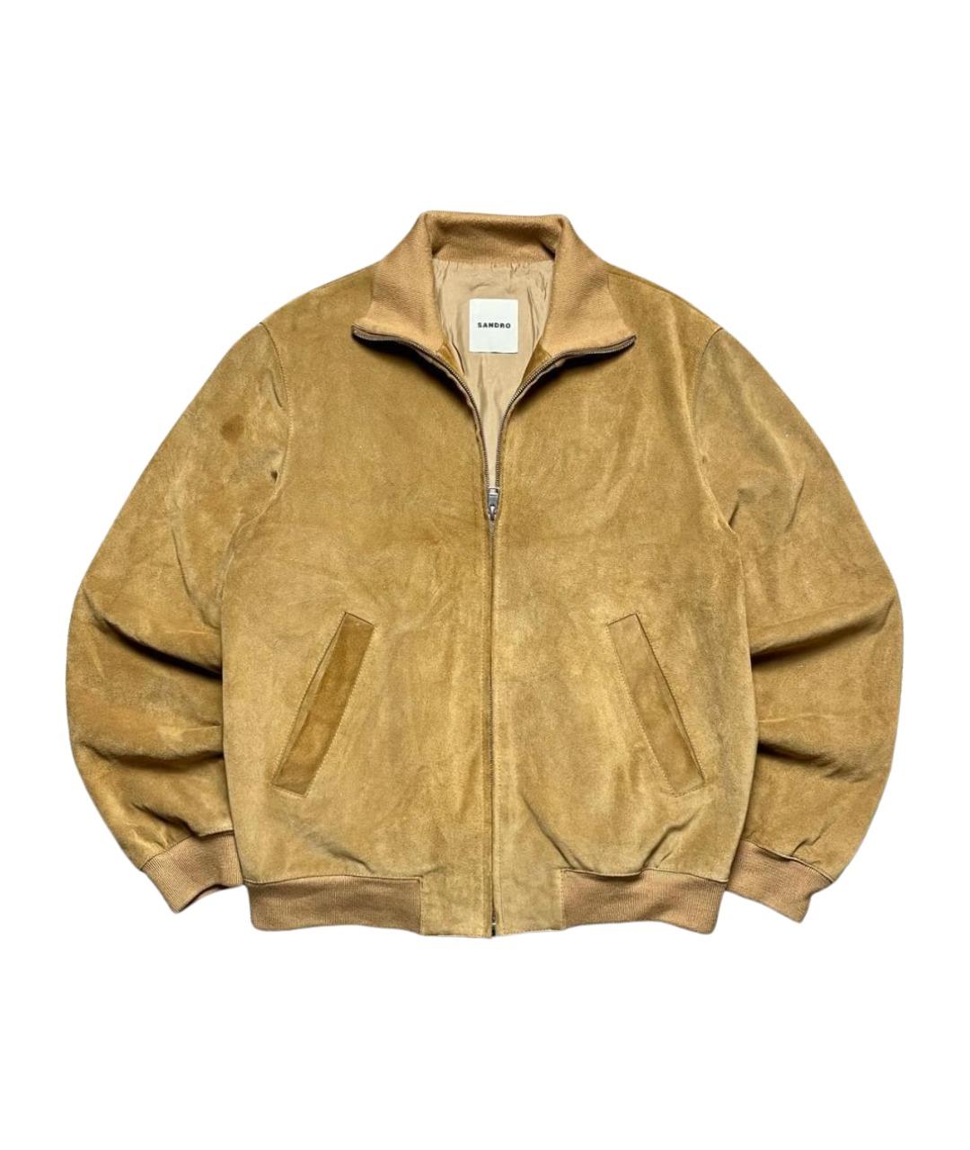 SANDRO Горчичная замшевая куртка, фото 1