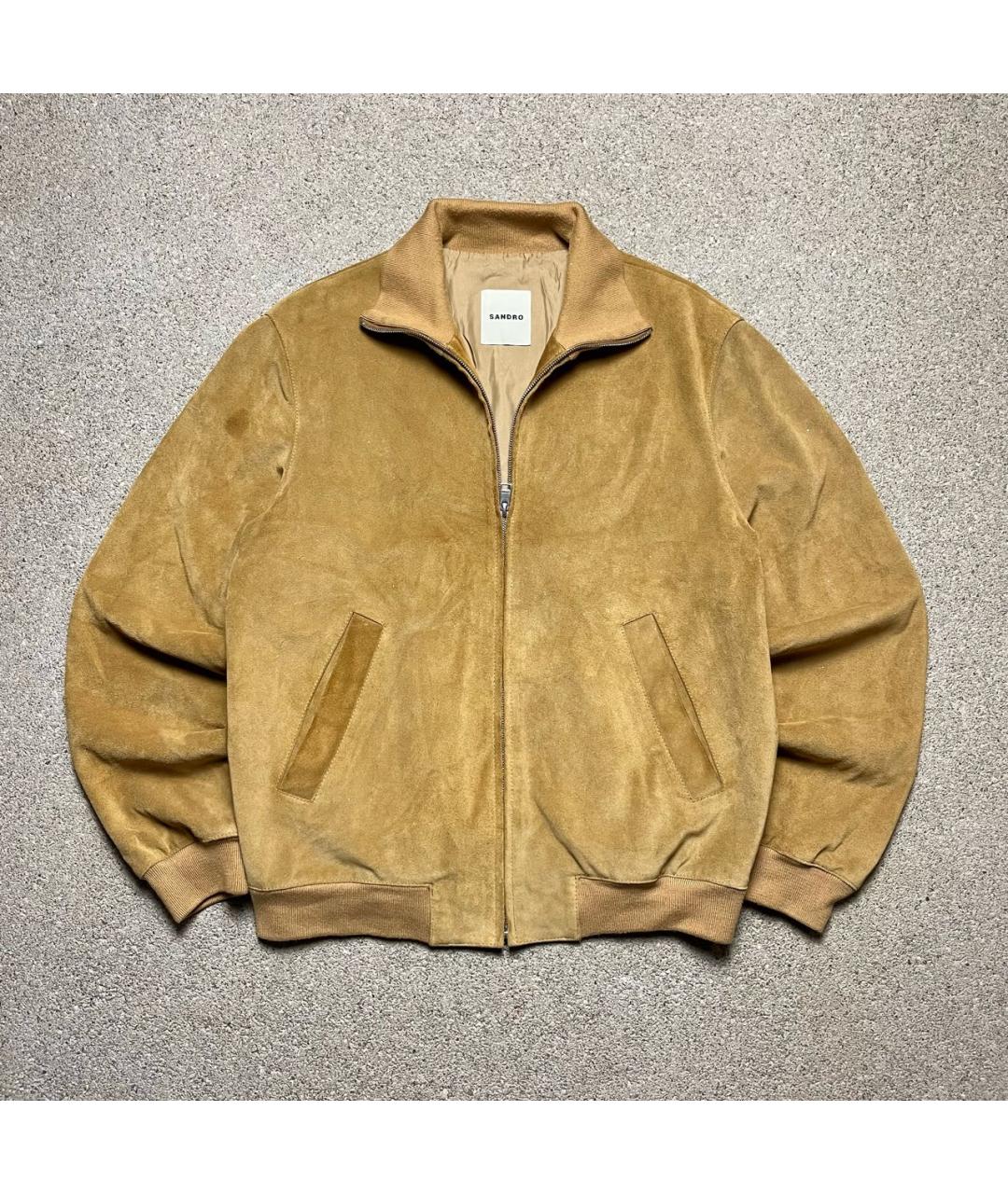 SANDRO Горчичная замшевая куртка, фото 8