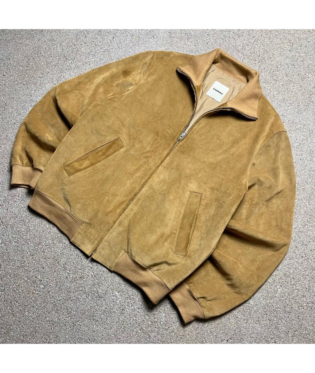 SANDRO Горчичная замшевая куртка, фото 4