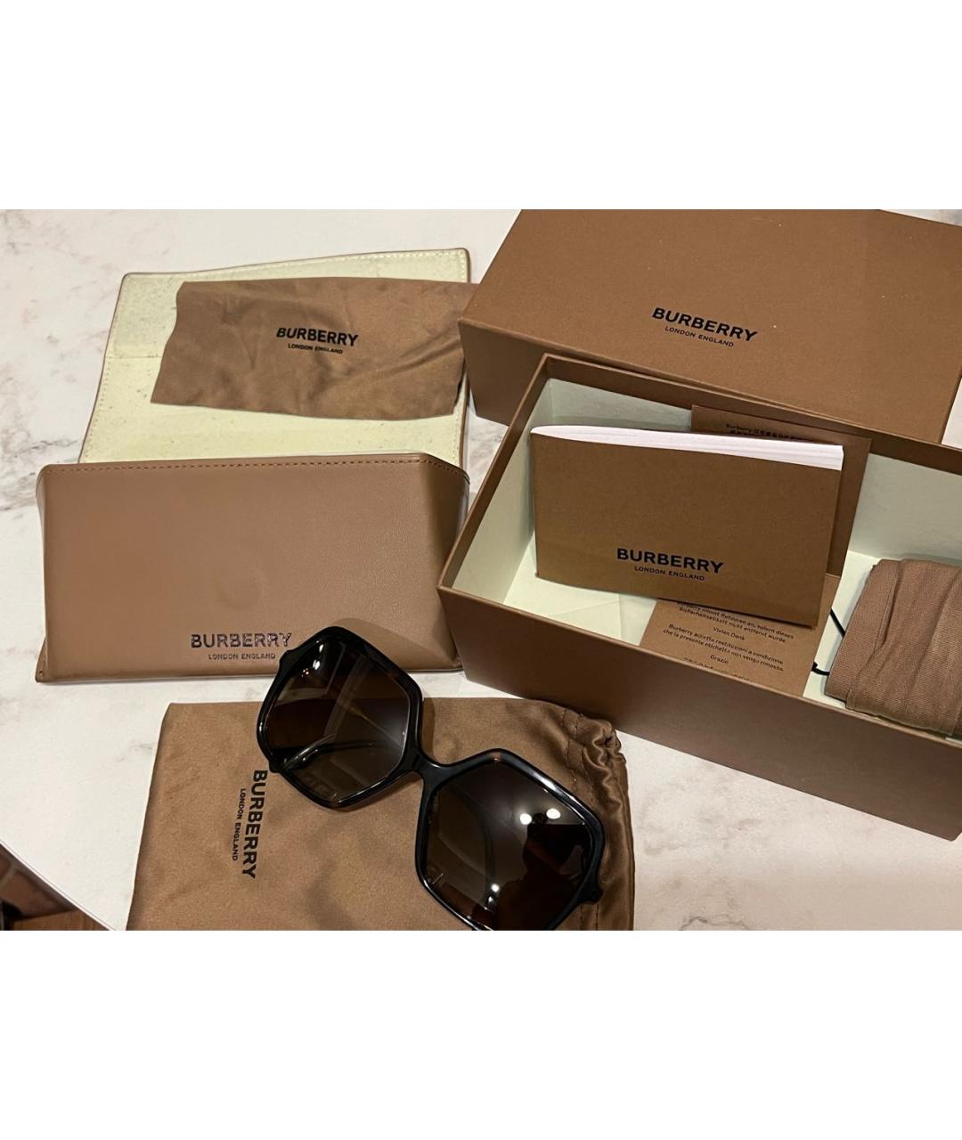 BURBERRY Коричневые пластиковые солнцезащитные очки, фото 5