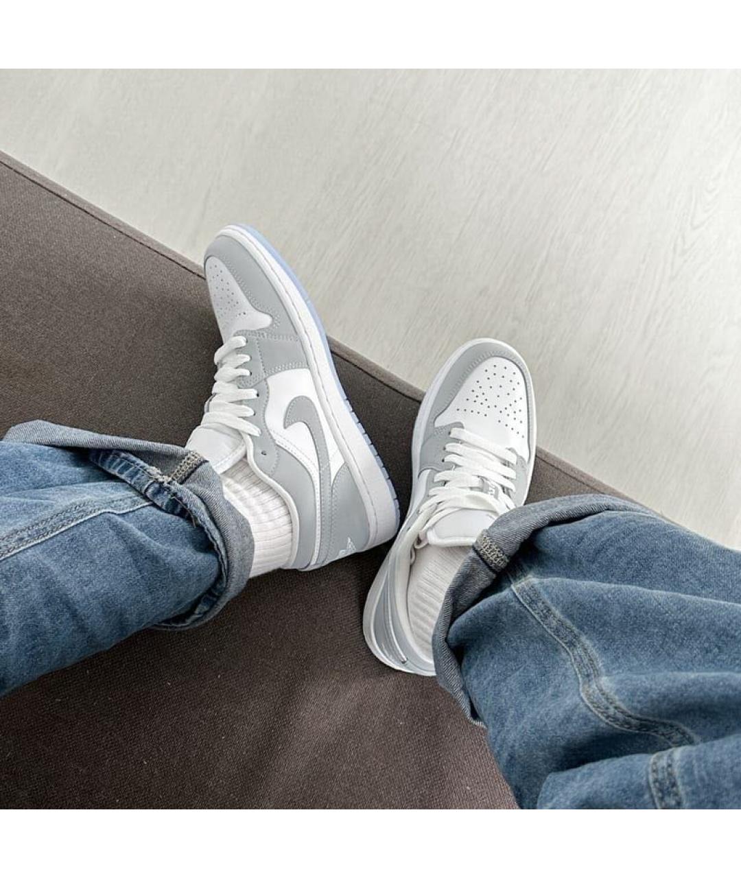 JORDAN Серые кожаные кроссовки, фото 8