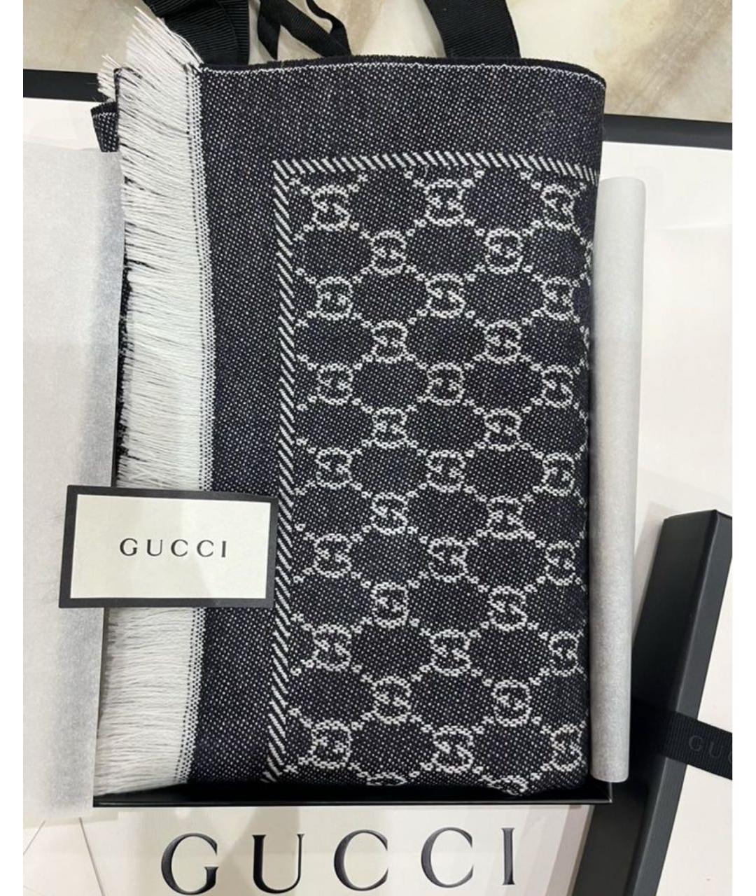 GUCCI Коричневый шерстяной шарф, фото 5