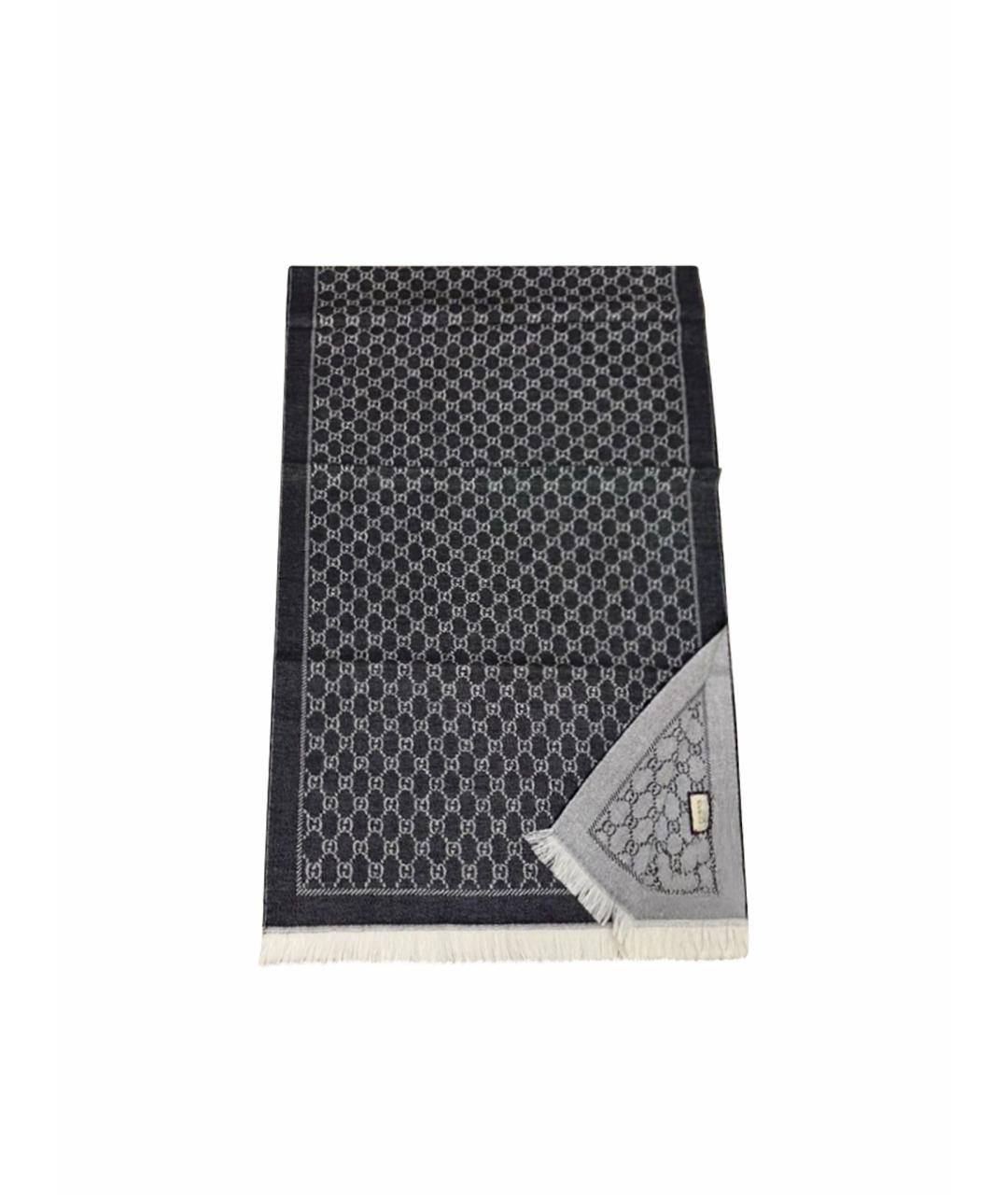 GUCCI Коричневый шерстяной шарф, фото 1