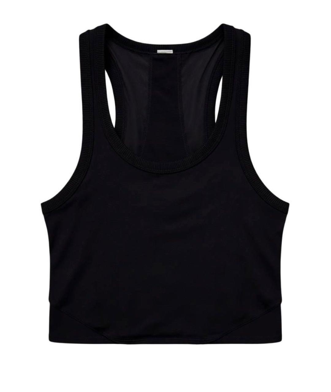 ALO YOGA Черная хлопко-эластановая майка, фото 1