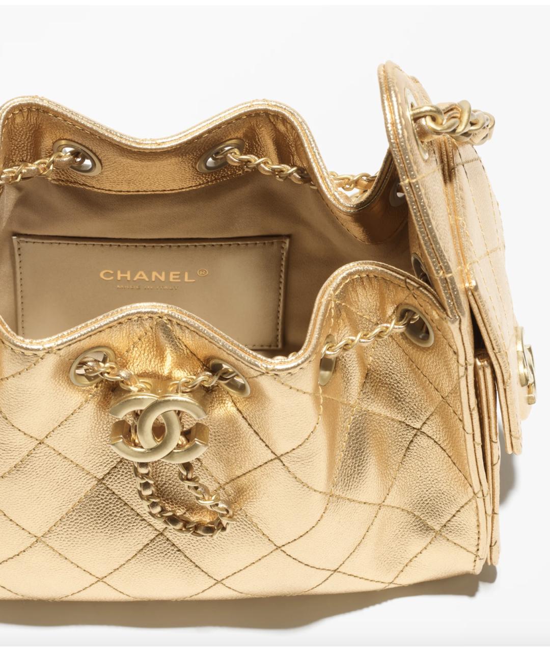 CHANEL Золотая кожаная сумка тоут, фото 2