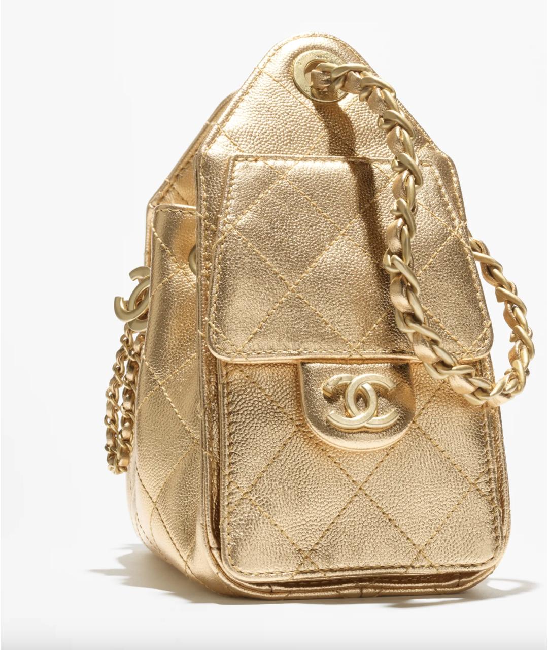 CHANEL Золотая кожаная сумка тоут, фото 3